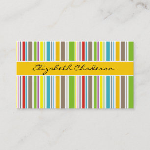 Cartão De Visita Padrão de listras coloridas banda feminina amarela