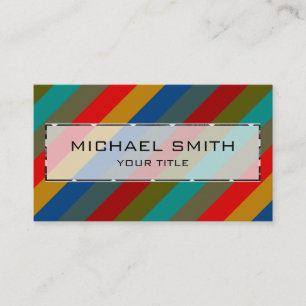 Cartão De Visita Padrão de Listras Coloridas Retro #50