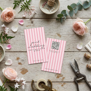 Cartão De Visita Padrão de Listras Rosa Moderno Minimalista Script