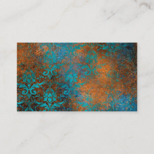 Cartão De Visita Padrão de Luxo Decorativo Floral Marrom Azul Grung