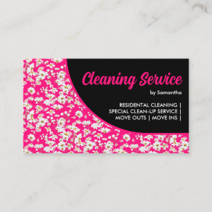 Cartão De Visita Padrão de Margarida Rosa Neon Floral Feminino