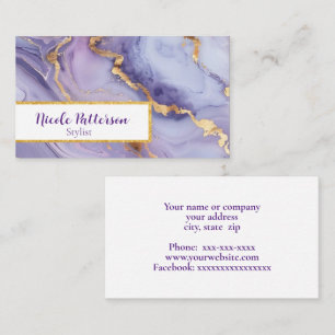 Cartão De Visita Padrão de mármore roxo com ouro