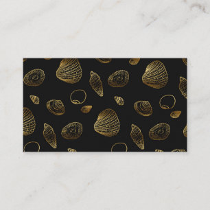 Cartão De Visita Padrão de na moda Black Dourado Seashells