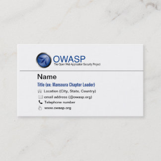 Cartão de visita padrão de OWASP