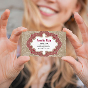 Cartão De Visita Padrão de Paisleys Modernos do Damasco Dourado Ver