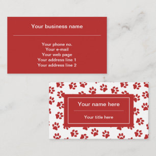 Cartão De Visita Padrão De Patinhas, Patinhas De Cachorro, Patinhas