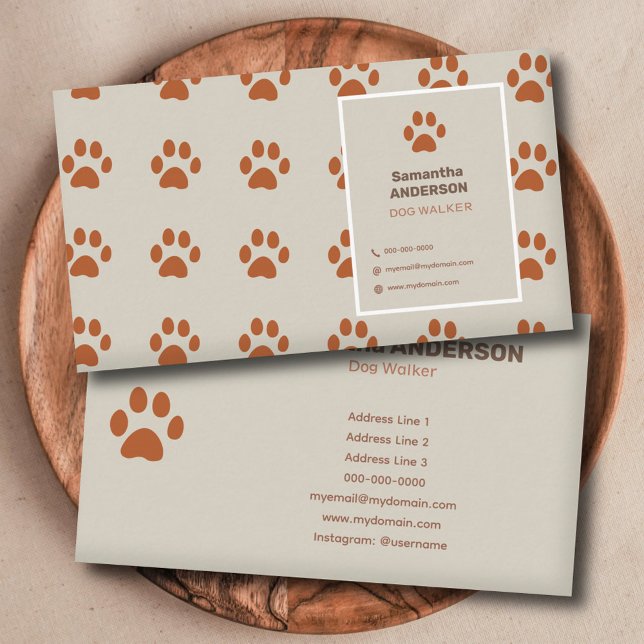 Cartão De Visita Padrão de Paw - Cachorro Walker (Dog Walker Business Card)