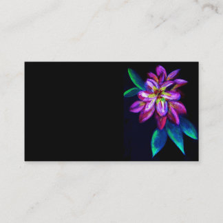 Cartão De Visita Padrão de pintura de flor roxa sobre preto