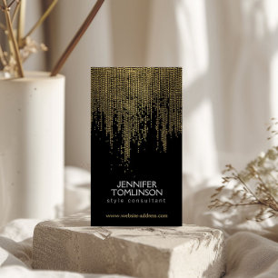 Cartão De Visita Padrão de Pontos de Confetti Dourados Faux Elegant