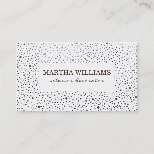 Cartão De Visita Padrão de pontos metálicos branco (Frente)