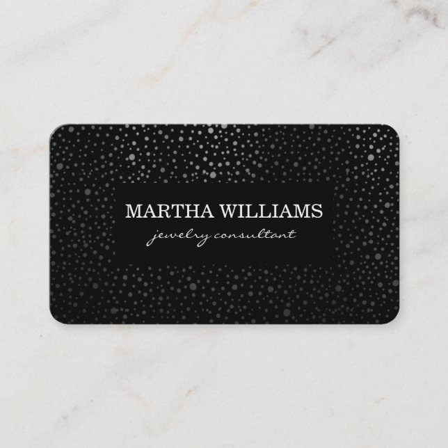 Cartão De Visita Padrão de pontos metálicos preto (Frente)