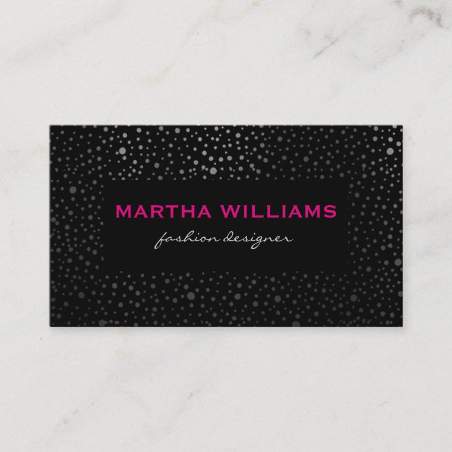 Cartão De Visita Padrão de pontos metálicos preto (Frente)