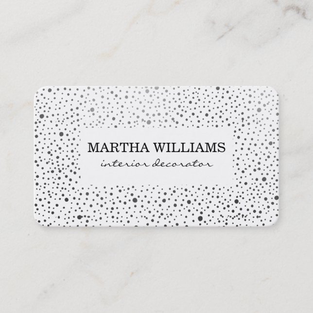Cartão De Visita Padrão de pontos metálicos preto e branco (Frente)