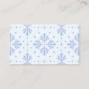 Cartão De Visita Padrão de repetição floral geométrico azul pastel