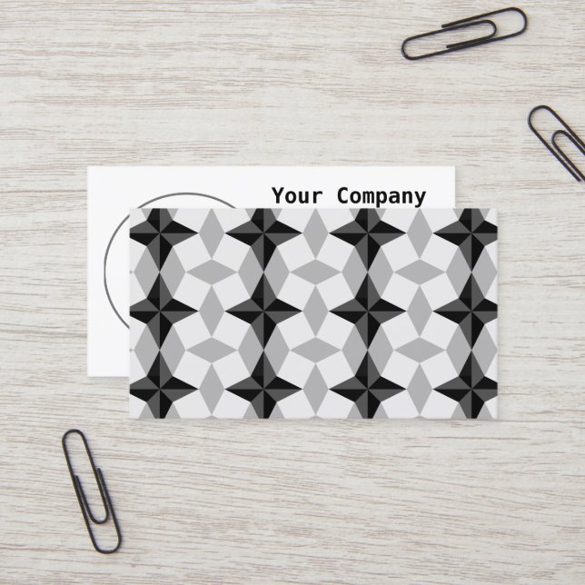 Cartão De Visita Padrão de Starbust e Rhombus preto e Cinza (Frente/Verso In Situ)