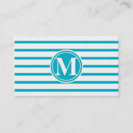Cartão De Visita Padrão de Stripes Monogramas Scuba Azul