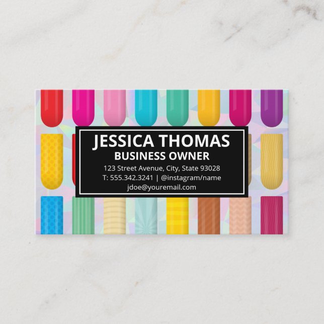 Cartão De Visita Padrão de unhas decorativo | Antecedentes geométri (Frente)