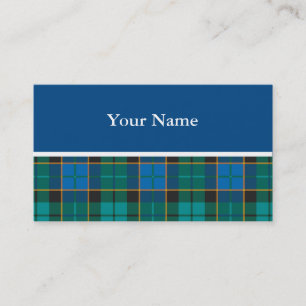 Cartão De Visita Padrão de xadrezes de Tartan - verde azul tradicio