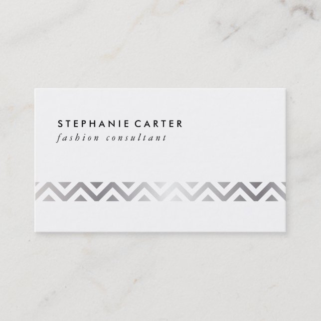 Cartão De Visita Padrão do Silver Chevron (Frente)
