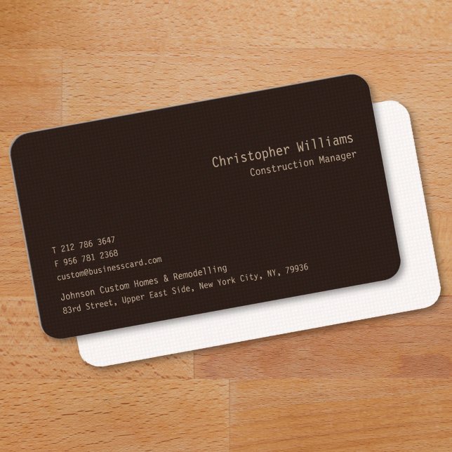 Cartão De Visita Padrão dos Quadrados Castanhos da Tendência Profis (Modern Professional Trendy Brown Squares Pattern Business Card)