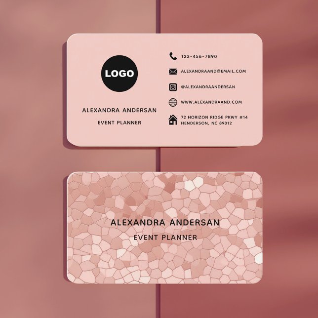 Cartão De Visita Padrão Dourado de Abstrato Rosa Rosa Rosa Esmagado (Elegant Blush Pink Rose Gold Abstract Pattern Business Card)