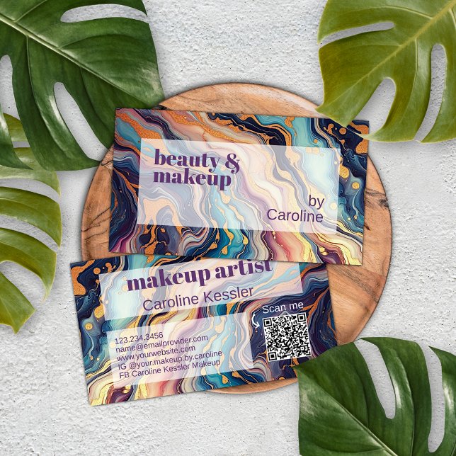 Cartão De Visita Padrão Dourado de Arte Marmortal Azul-Azul-Azul-Ro (Criador carregado)