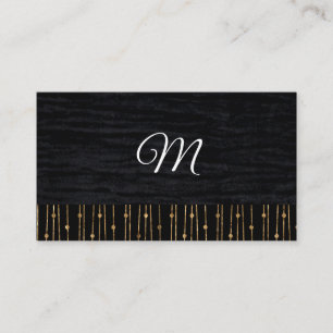Cartão De Visita Padrão Dourado de Na moda Preto Velvet com Monog