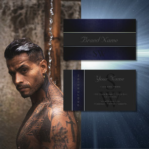 Cartão De Visita Padrão Elegante de Cobra de Cinza Azul Escuro com 