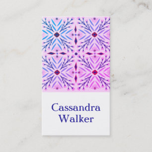 Cartão De Visita Padrão Floral Azulejos Dolores Roxo