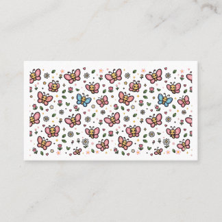 Cartão De Visita Padrão Floral Borboleta Fofa Kawaii Sem Costura
