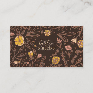 Cartão De Visita Padrão Floral de Flor Rosa-Rosa Trendy