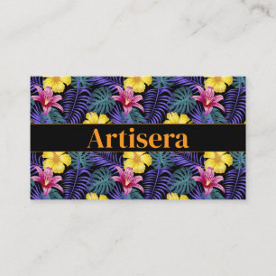Cartão De Visita Padrão Floral Estilizado Artístico