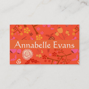 Cartão De Visita Padrão Floral Laranja Japonês Personalizar