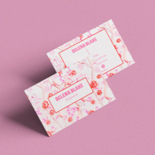 Cartão De Visita Padrão Floral Rosa Elegante Moderno e Trendente