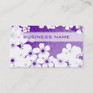 Cartão De Visita Padrão floral roxo e branco