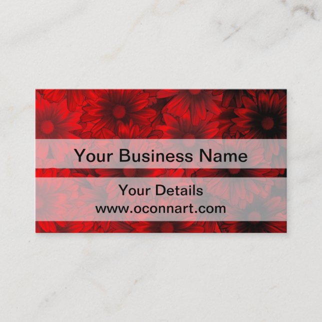 Cartão De Visita Padrão floral vermelho escuro (Frente)