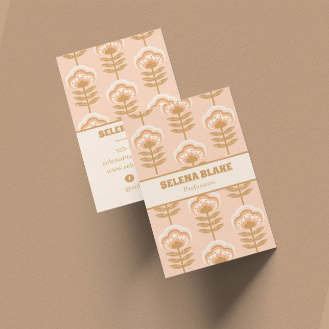 Cartão De Visita Padrão Floral Vertical Moderno - Elegante e Trendê (Criador carregado)