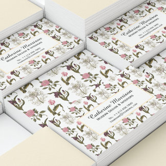 Cartão De Visita Padrão Floral Vintage do Jardim Inglês Antigo