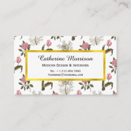 Cartão De Visita Padrão Floral Vintage do Jardim Inglês Antigo