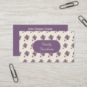 Cartão De Visita Padrão Floral Violeta Art Nouveau