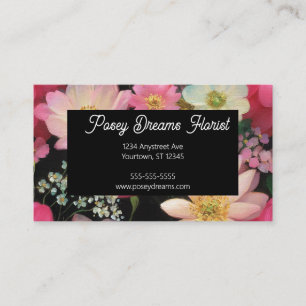 Cartão De Visita Padrão Florido Colorido Florista Designer Floral