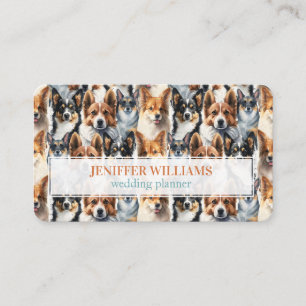 Cartão De Visita Padrão Fofo de Cachorro Corgi em Aquarela