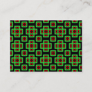 Cartão De Visita Padrão Geométrico 030614 - Verde, Vermelho e Pre