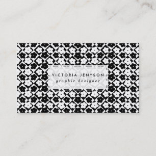 Cartão De Visita Padrão Geométrico das Flores Monocromáticas Cutas