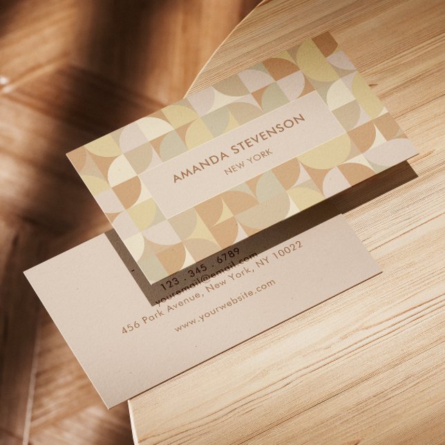 Cartão De Visita Padrão geométrico de cor neutra (Criador carregado)