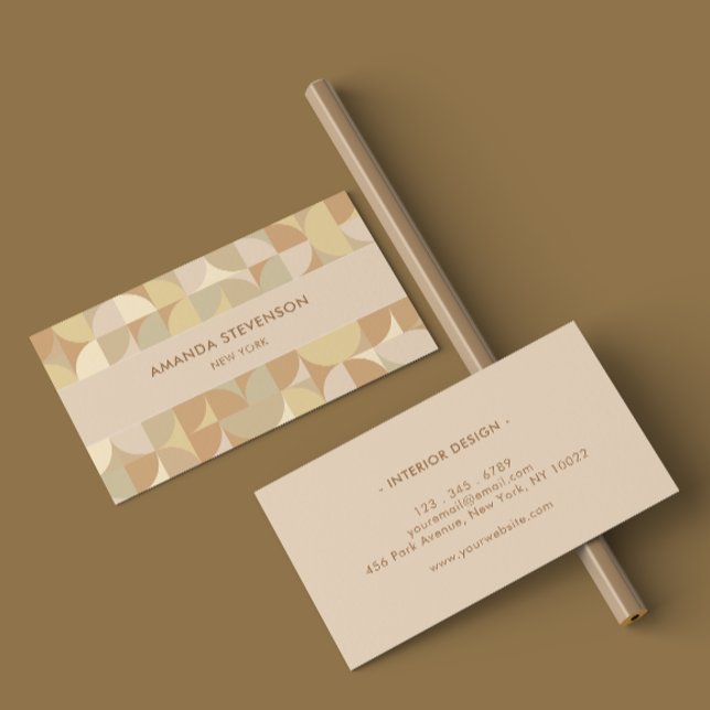 Cartão De Visita Padrão geométrico de cor neutra (Criador carregado)