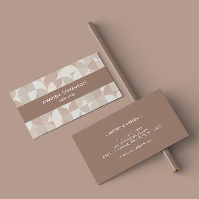 Cartão De Visita Padrão geométrico de cor neutra II (Criador carregado)