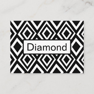 Cartão De Visita Padrão Geométrico de Diamante Preto e Branco