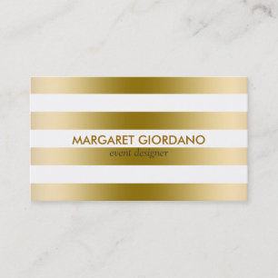 Cartão De Visita Padrão Geométrico de Douradas Stripes Monogramas