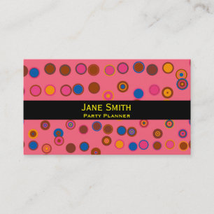 Cartão De Visita Padrão geométrico do círculo amarelo-rosa - Placa 